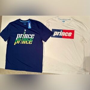 2 Pickle Ball Graphic Tshirts, Navy & White NEW Men’s Small - Prince - Bundle